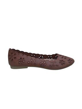 Women’s Brown Cutout Floral Design Ballet Flats Size 8.5